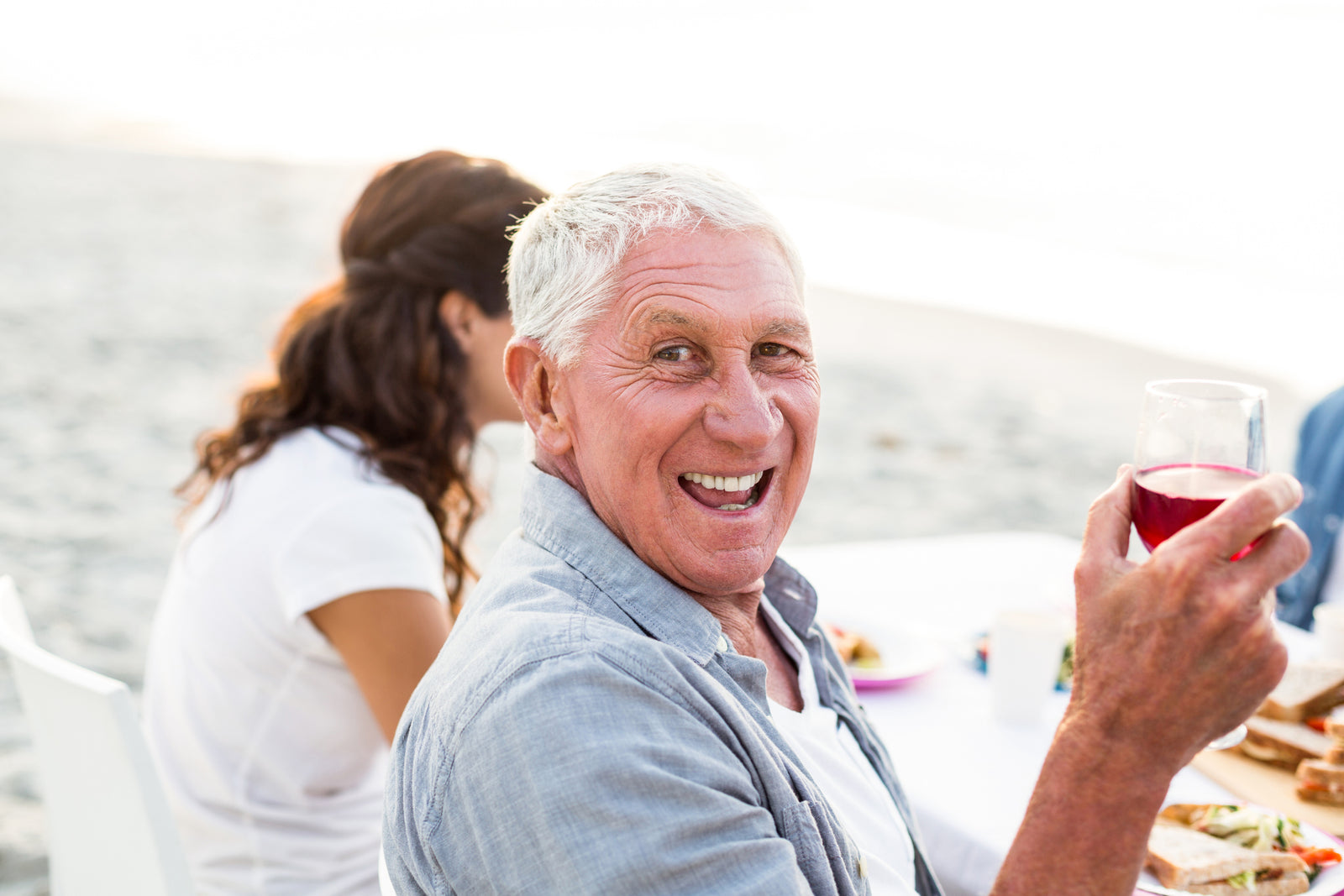 DeepMarine Collagen, Healthy Senior Enjoying Wine With His Family