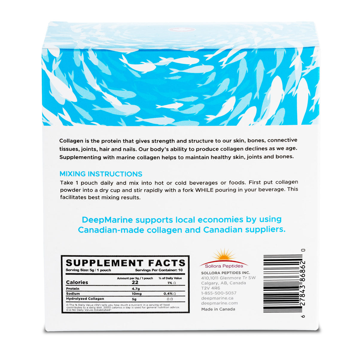 Free single serve sachets with purchase of 100% Pure, Canadian-Made Marine Collagen Peptides – 60 Day Supply